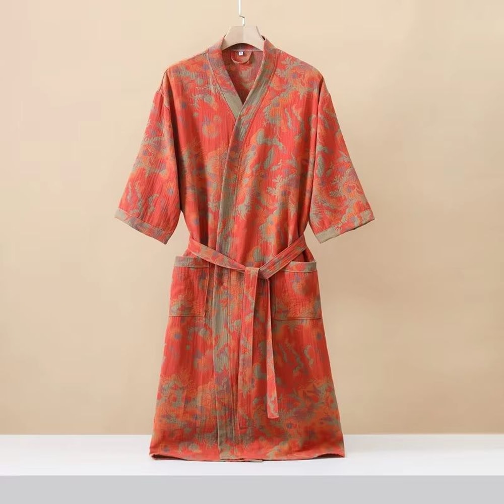 Womens Cotton Printed Kimono Bathrobe QuickDry Homewear For Spring Summer 8
