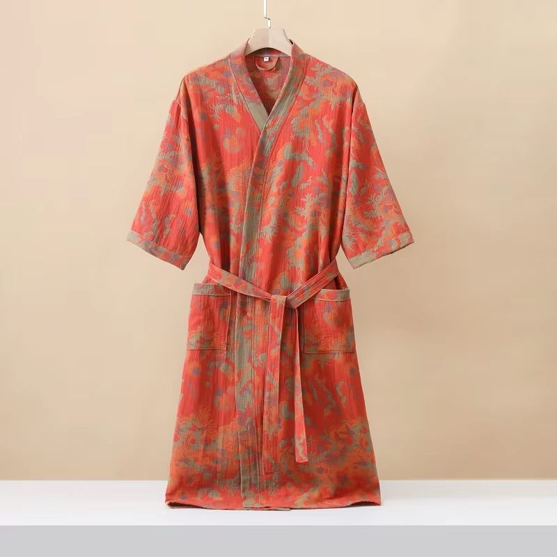 Womens Cotton Printed Kimono Bathrobe QuickDry Homewear For Spring Summer 8