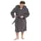 Mens Hooded Thickened Velvet Jacquard Warm Homewear Robe 4