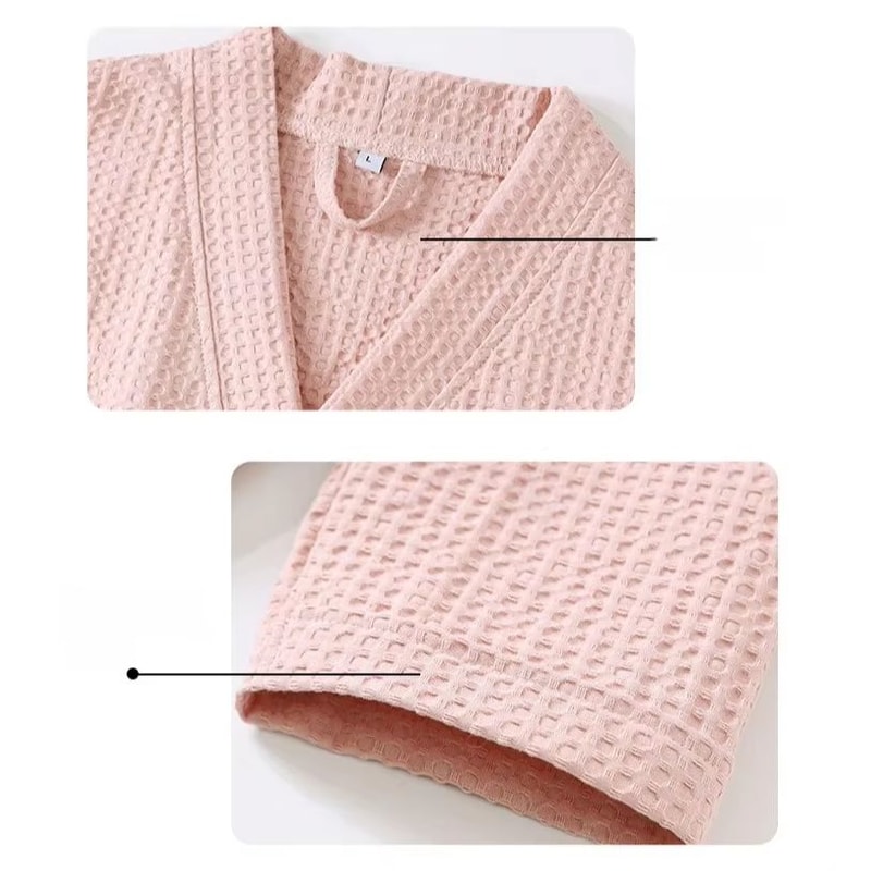 Unisex Cotton Waffle QuickDry Bathrobe For Couples AllSeason Home Spa Wear 1