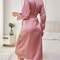 Womens Elegant Floral Silk Robe Long Sleeve Breathable Loungewear 1