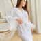 Womens White Satin FeatherTrimmed Bathrobe Elegant Bridal Sleepwear 1