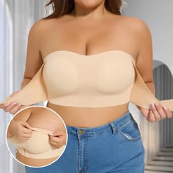 women's strapless padded front-button cross bandage bra smooth plus size lingerie