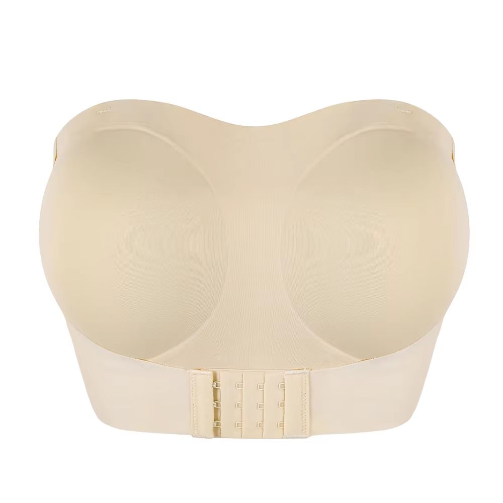 Womens Strapless Padded FrontButton Cross Bandage Bra Smooth Plus Size Lingerie 6