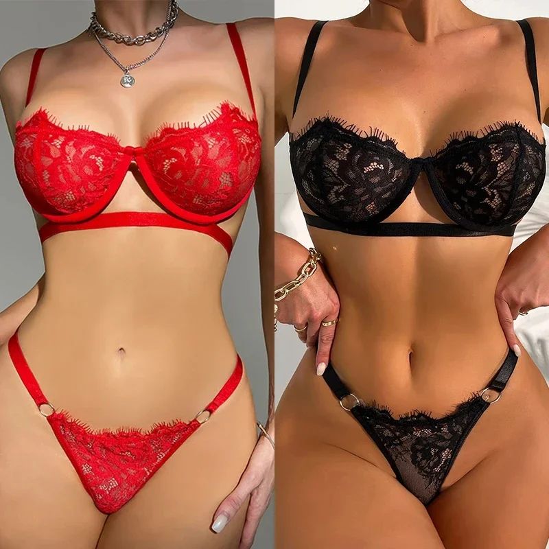 Womens Fairy Embroidery Lace PushUp Bra And Brief Set Delicate Underwear 2