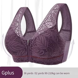 ultra-comfort front-zip cotton cup sports bra for women with breathable lace and no steel ring