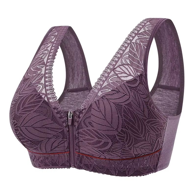 UltraComfort FrontZip Cotton Cup Sports Bra For Women With Breathable Lace And No Steel Ring 9