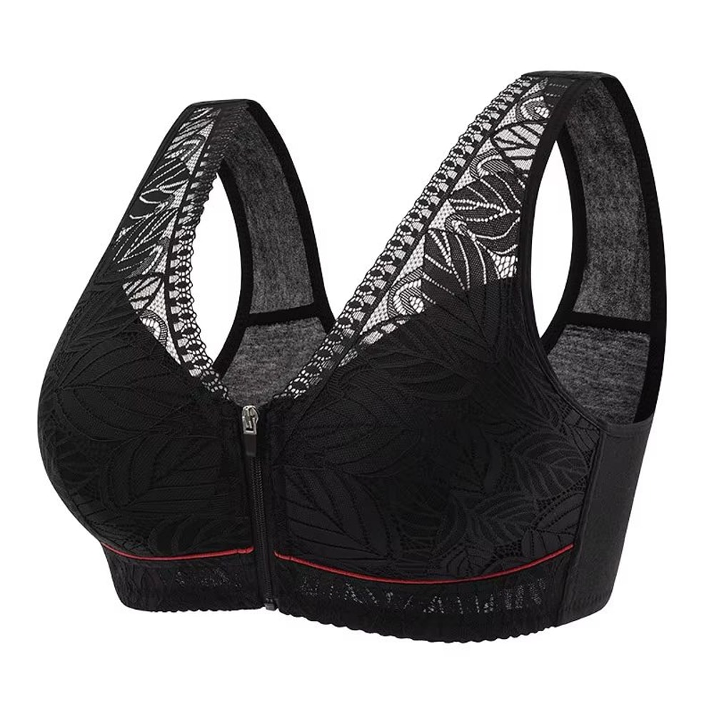UltraComfort FrontZip Cotton Cup Sports Bra For Women With Breathable Lace And No Steel Ring 4