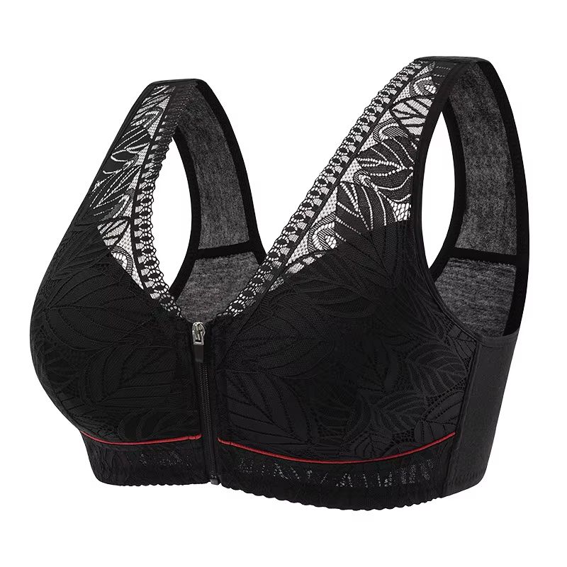 UltraComfort FrontZip Cotton Cup Sports Bra For Women With Breathable Lace And No Steel Ring 4