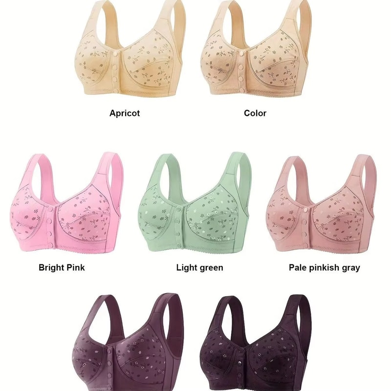 Elegant Floral FrontBuckle Nursing Bra Set 7Piece Breathable Support Bras For Women 1