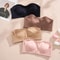 Womens Ice Silk Seamless Strapless Padded SlipProof OnePiece Bralette 5
