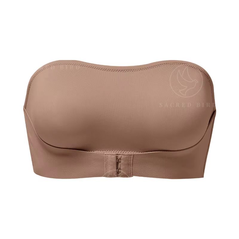 Womens Ice Silk Seamless Strapless Padded SlipProof OnePiece Bralette 9