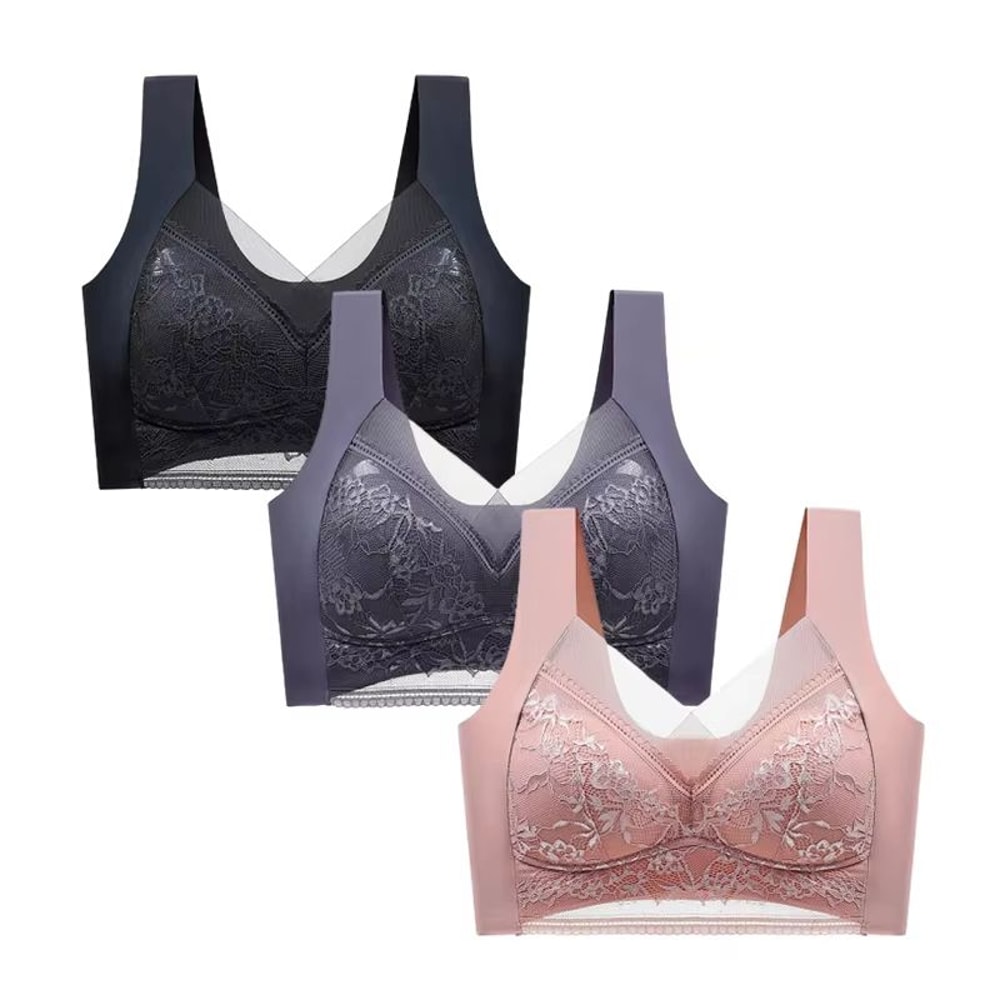 FallSweet Wireless Lace Push Up Bralette Set 3PCS Comfort Fit For Women 12