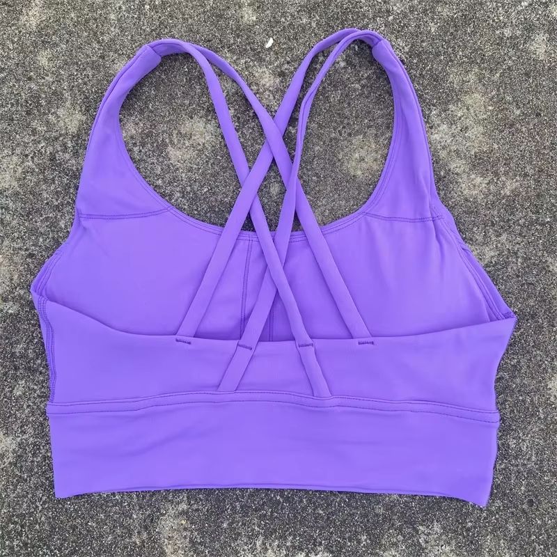 Solid Color Cross Back High Support Workout Bra For Women 2