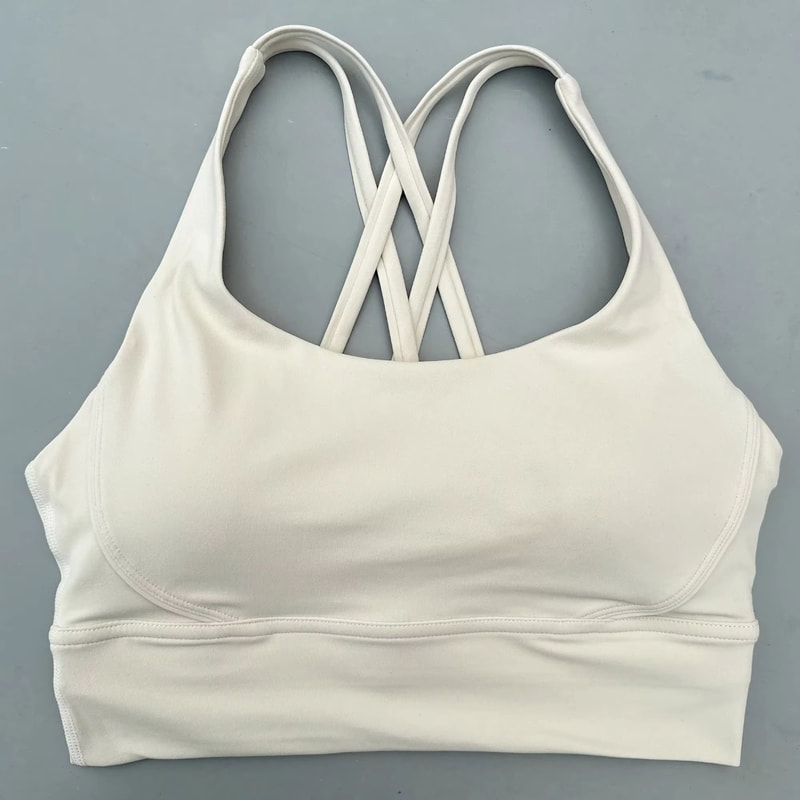 Solid Color Cross Back High Support Workout Bra For Women 3