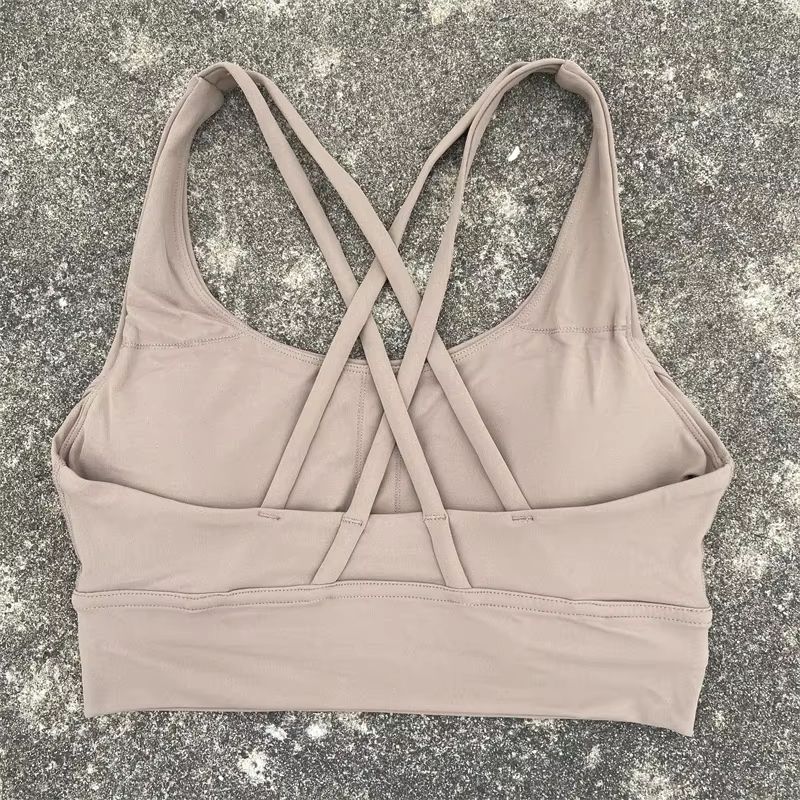 Solid Color Cross Back High Support Workout Bra For Women 12
