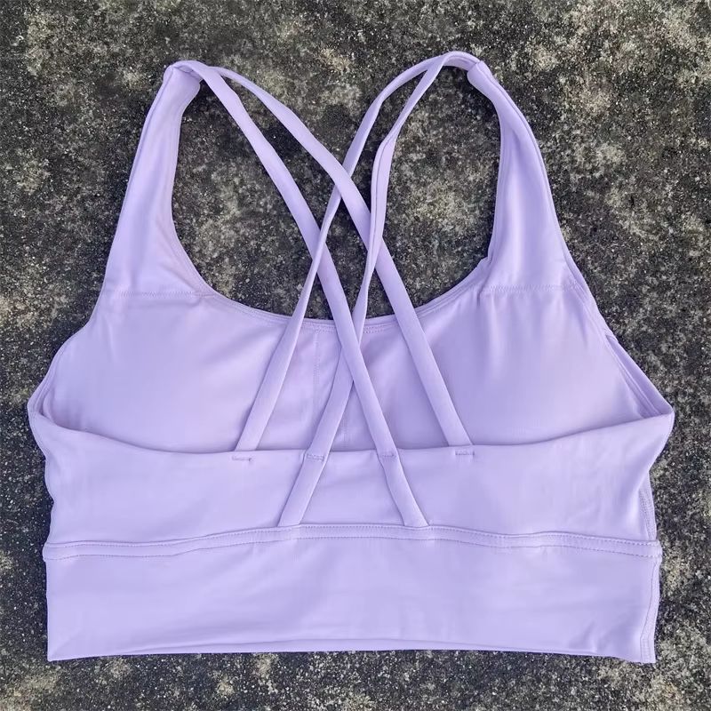 Solid Color Cross Back High Support Workout Bra For Women 13