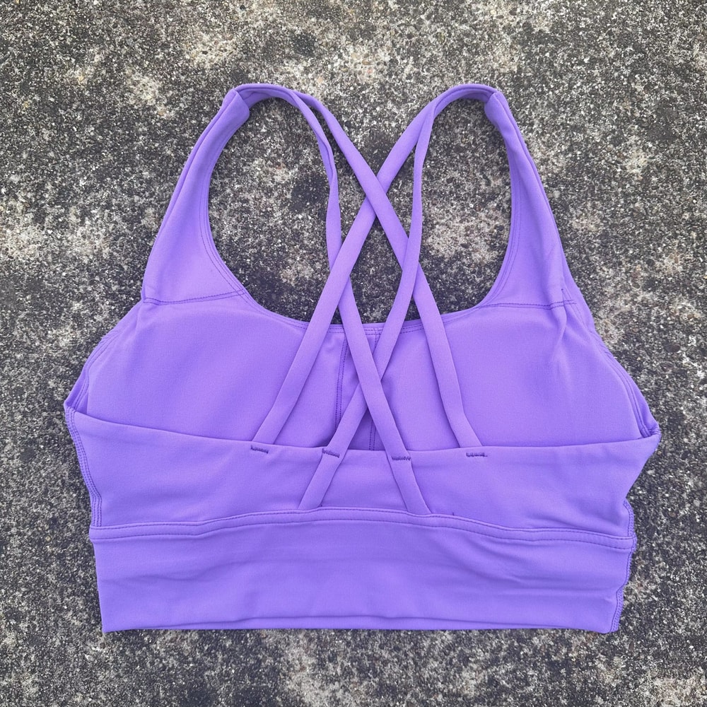 Solid Color Cross Back High Support Workout Bra For Women 6