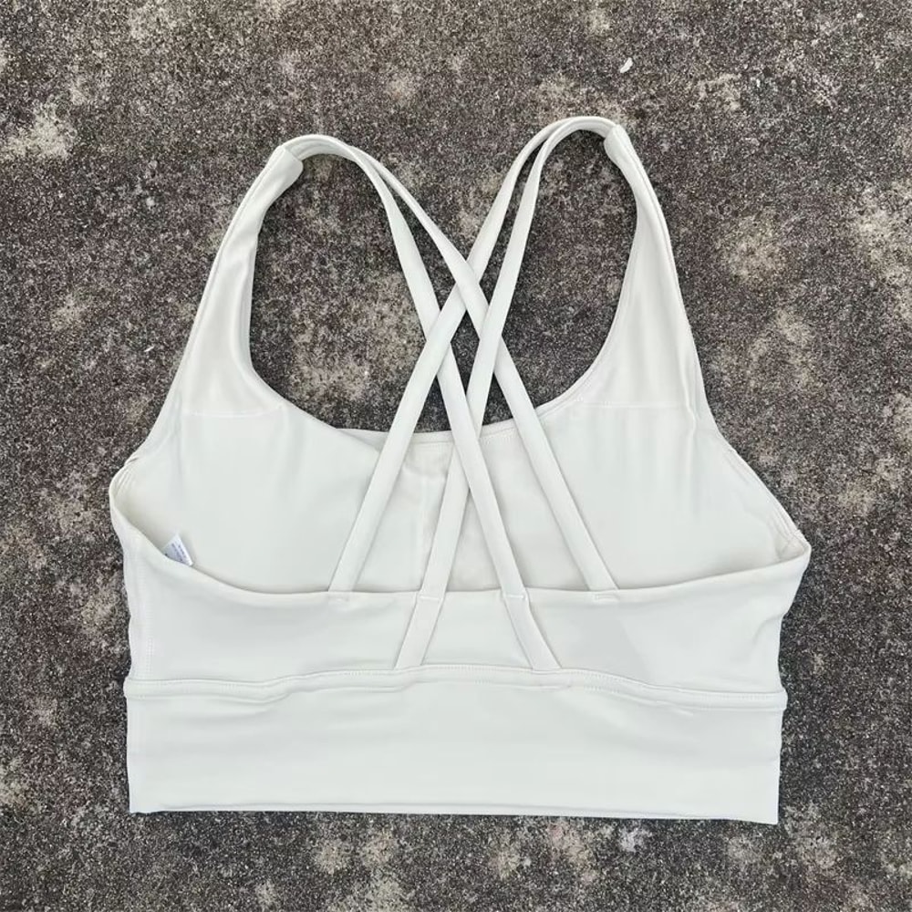 Solid Color Cross Back High Support Workout Bra For Women 21