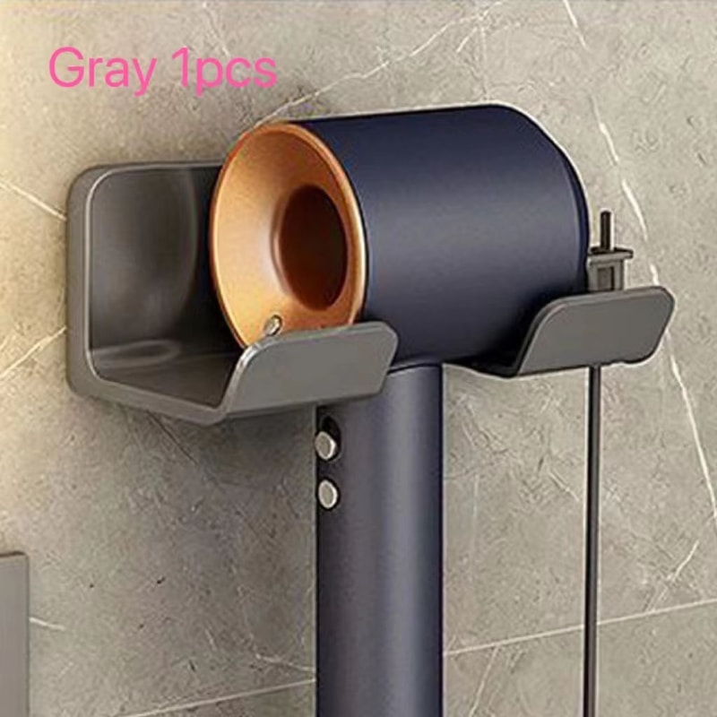 Wall Mounted Hair Dryer Holder MultiFunctional Storage Rack 11