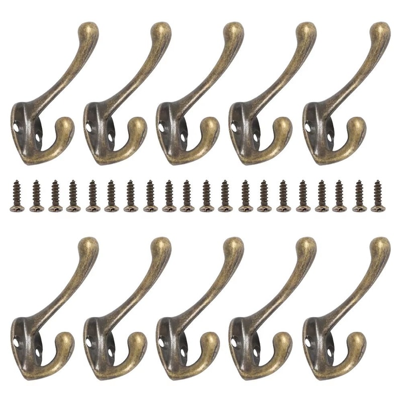 Heavy Duty Wall Mounted Coat Hooks 1020Piece Set Bronze Vintage Rack 6