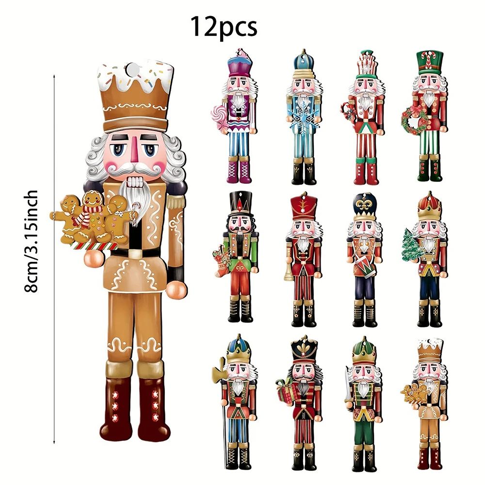 12PCS Wooden Nutcracker Decorative Set For Christmas Home Decor 4