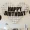 Happy Birthday Silver Mosaic Heart Balloon Backdrop With Black Glitter Banner 6