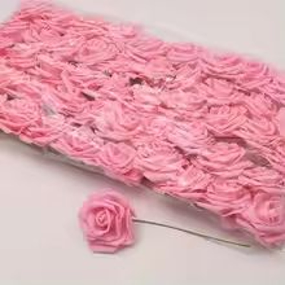 50Pack White PE Rose Artificial Flower Heads With Stems For DIY Decor 11