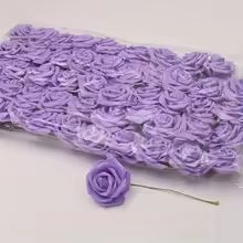 50Pack White PE Rose Artificial Flower Heads With Stems For DIY Decor 13