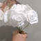 50Pack White PE Rose Artificial Flower Heads With Stems For DIY Decor 3