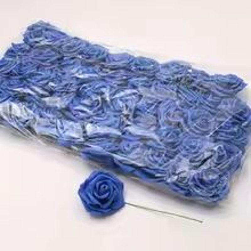 50Pack White PE Rose Artificial Flower Heads With Stems For DIY Decor 6