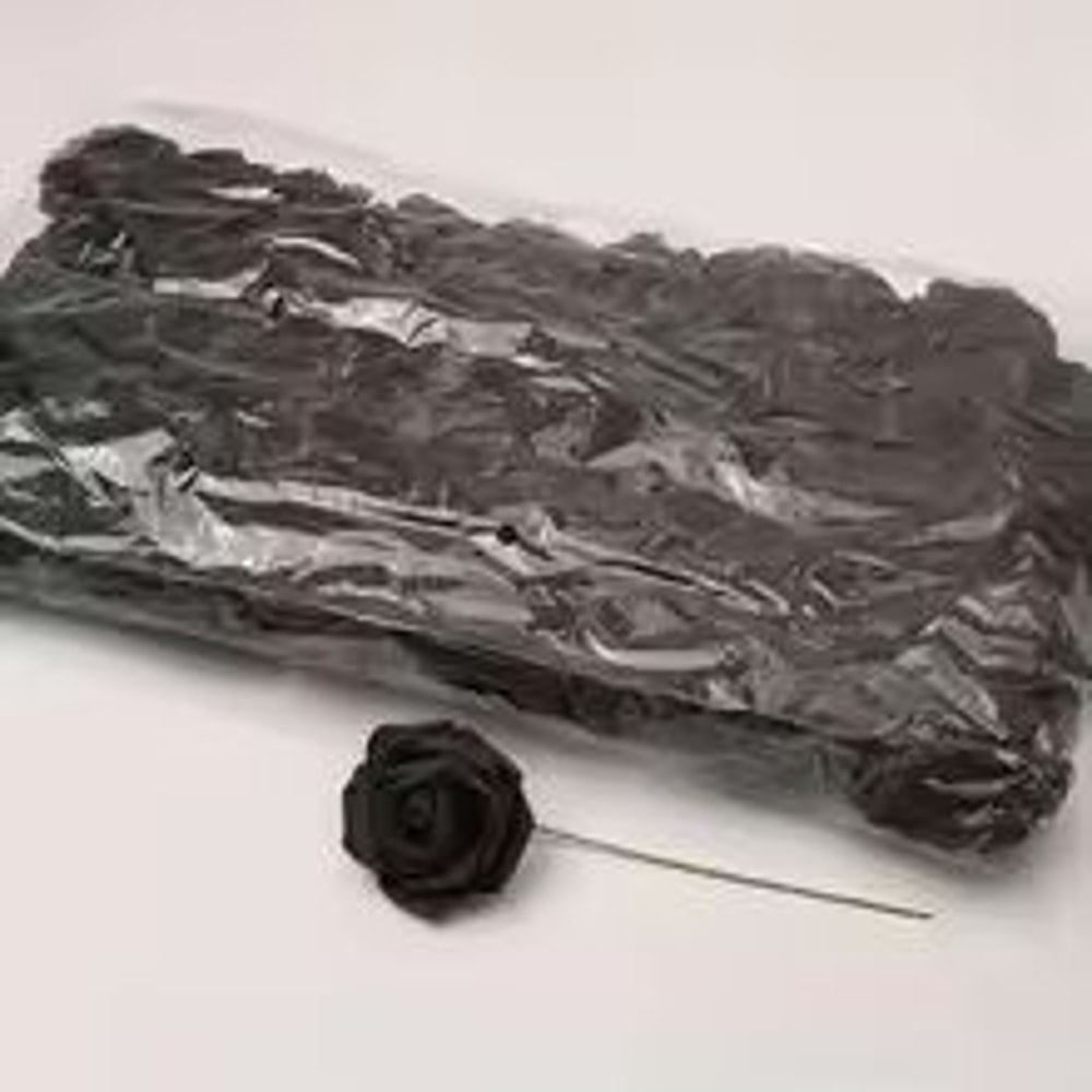 50Pack White PE Rose Artificial Flower Heads With Stems For DIY Decor 15