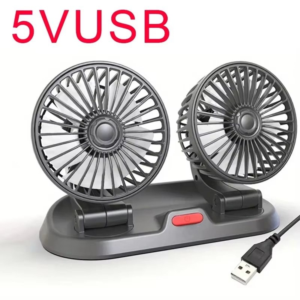 360 Adjustable TripleHead Car Fan 2Speed USB12V24V Silent Air Circulation Fan 7