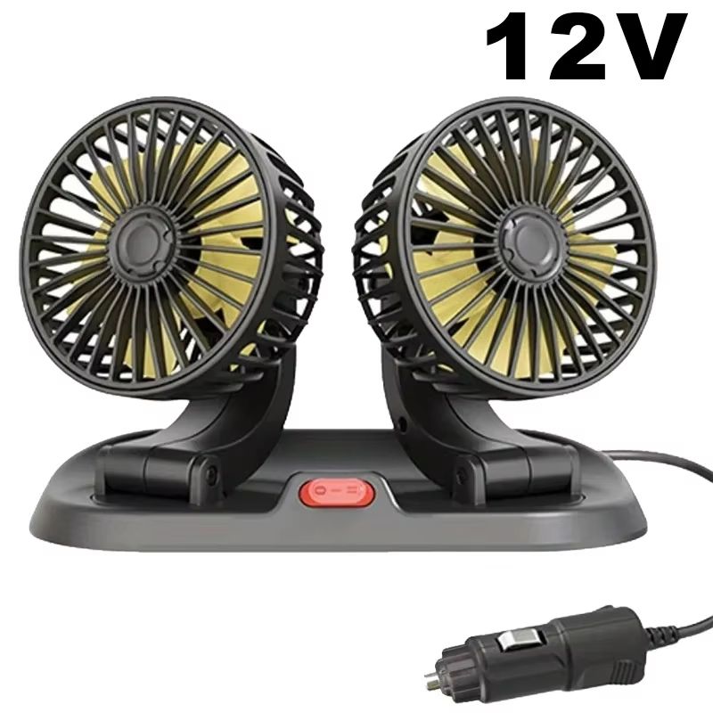 360 Adjustable TripleHead Car Fan 2Speed USB12V24V Silent Air Circulation Fan 8
