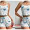 Womens 2 PCS Pajamas Set Soft Short Tank Top And Shorts Sleepwear In White With Love Print 10