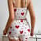 Womens 2 PCS Pajamas Set Soft Short Tank Top And Shorts Sleepwear In White With Love Print 1