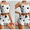 Womens 2 PCS Pajamas Set Soft Short Tank Top And Shorts Sleepwear In White With Love Print 7