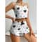 Womens 2 PCS Pajamas Set Soft Short Tank Top And Shorts Sleepwear In White With Love Print 8
