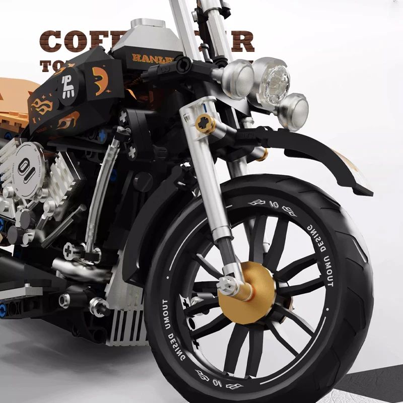 HighTech Retro Motorbike MOC Bricks Building Blocks Toy City Racing Motorcycle Model For Kids And 3