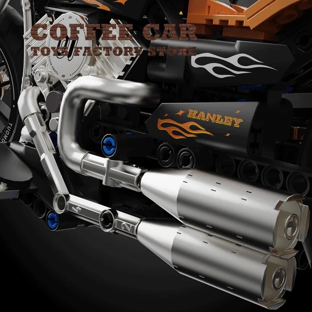 HighTech Retro Motorbike MOC Bricks Building Blocks Toy City Racing Motorcycle Model For Kids And 4