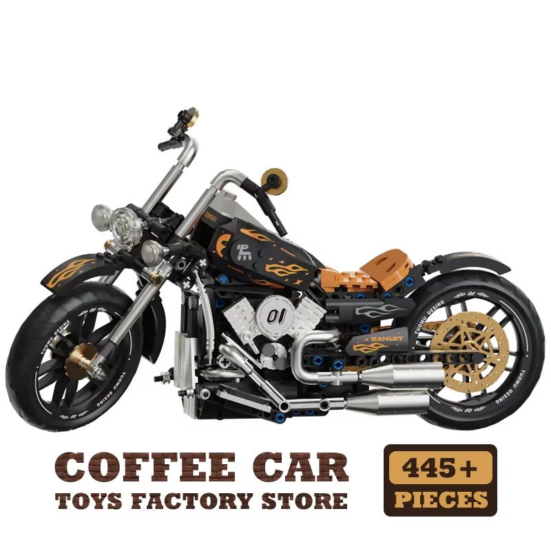 HighTech Retro Motorbike MOC Bricks Building Blocks Toy City Racing Motorcycle Model For Kids And 6