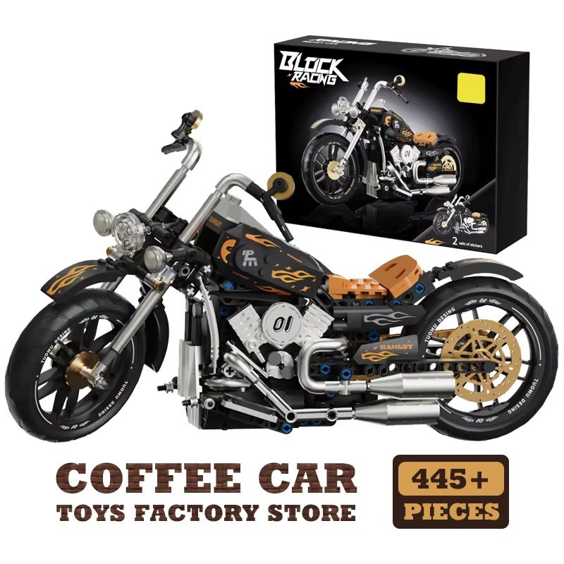 HighTech Retro Motorbike MOC Bricks Building Blocks Toy City Racing Motorcycle Model For Kids And 7