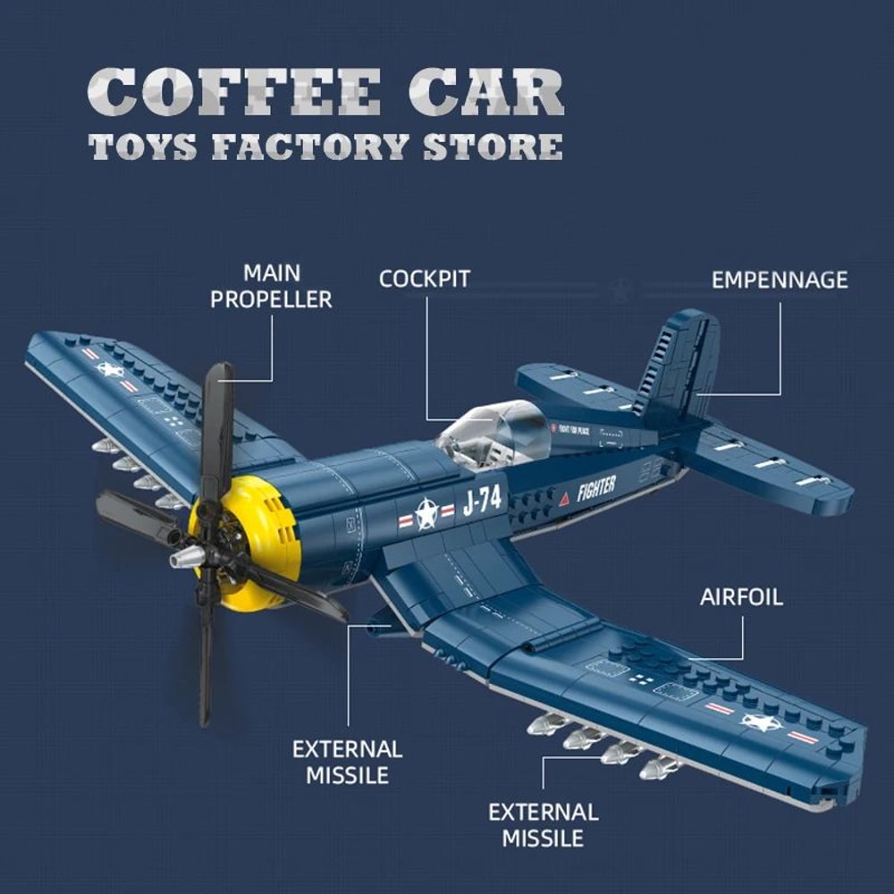 Military Fighter Jet MOC Bricks 3D Model Creative Warplane Building Blocks Toy For Kids And Boys 1