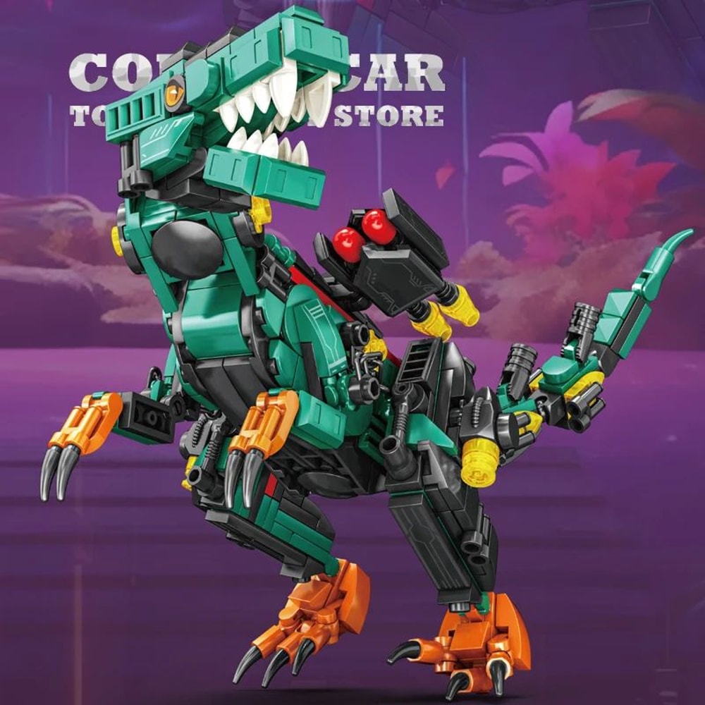 Creative TRex And Mech Dinosaur MOC Bricks Building Kit 3D Dinosaur Robot Block Model For Kids And 2