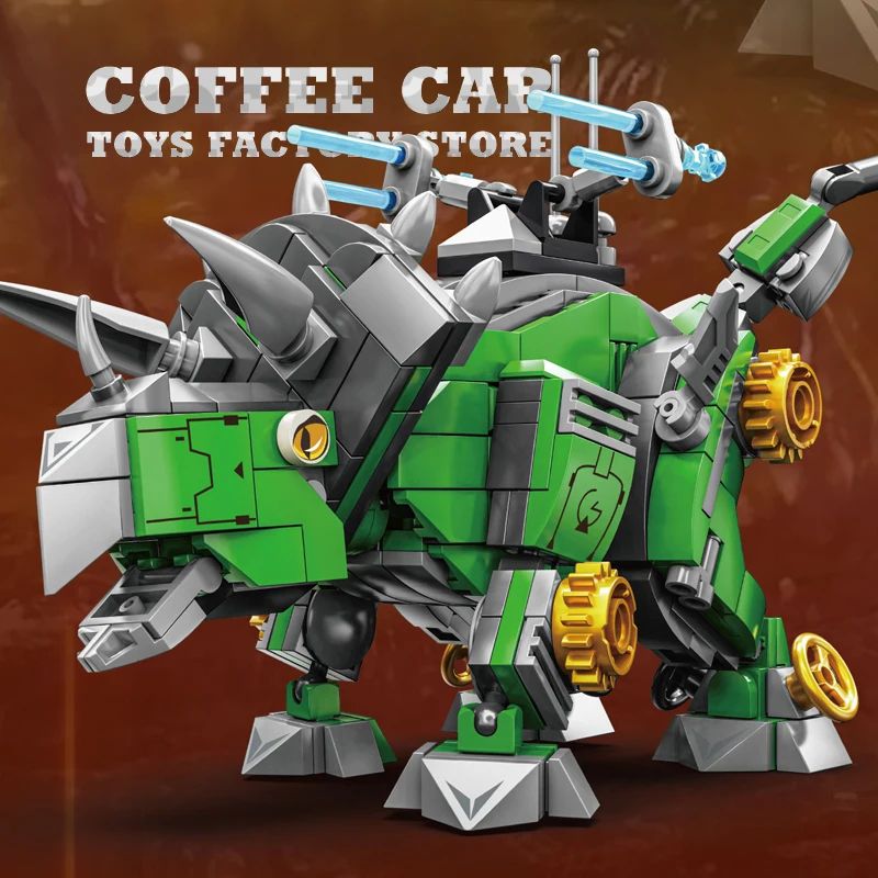 Creative TRex And Mech Dinosaur MOC Bricks Building Kit 3D Dinosaur Robot Block Model For Kids And 3