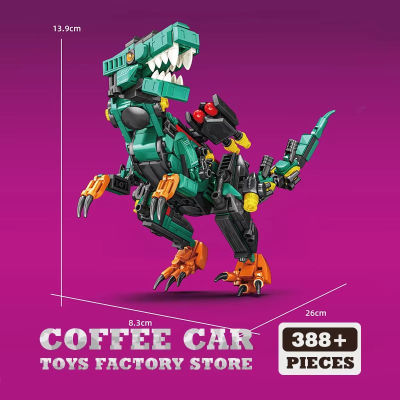 Creative TRex And Mech Dinosaur MOC Bricks Building Kit 3D Dinosaur Robot Block Model For Kids And 9