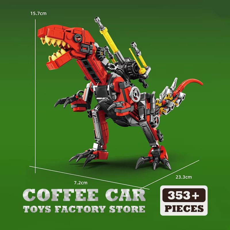 Creative TRex And Mech Dinosaur MOC Bricks Building Kit 3D Dinosaur Robot Block Model For Kids And 6