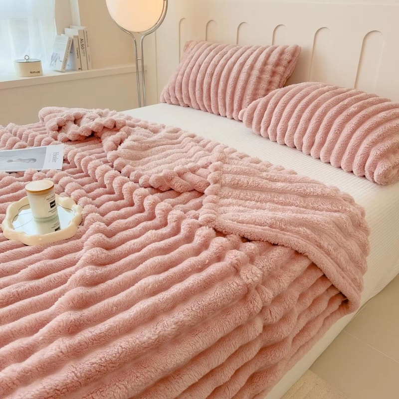 Multifunctional Thick Striped Blanket For Bed Cover Nap And Pet Use 11
