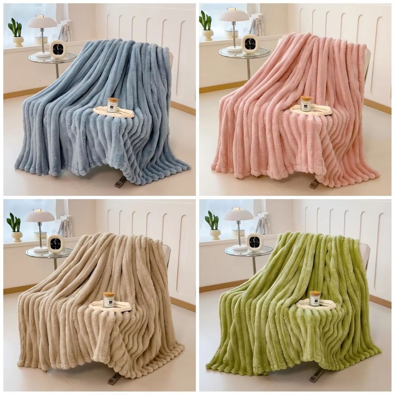 Multifunctional Thick Striped Blanket For Bed Cover Nap And Pet Use 4