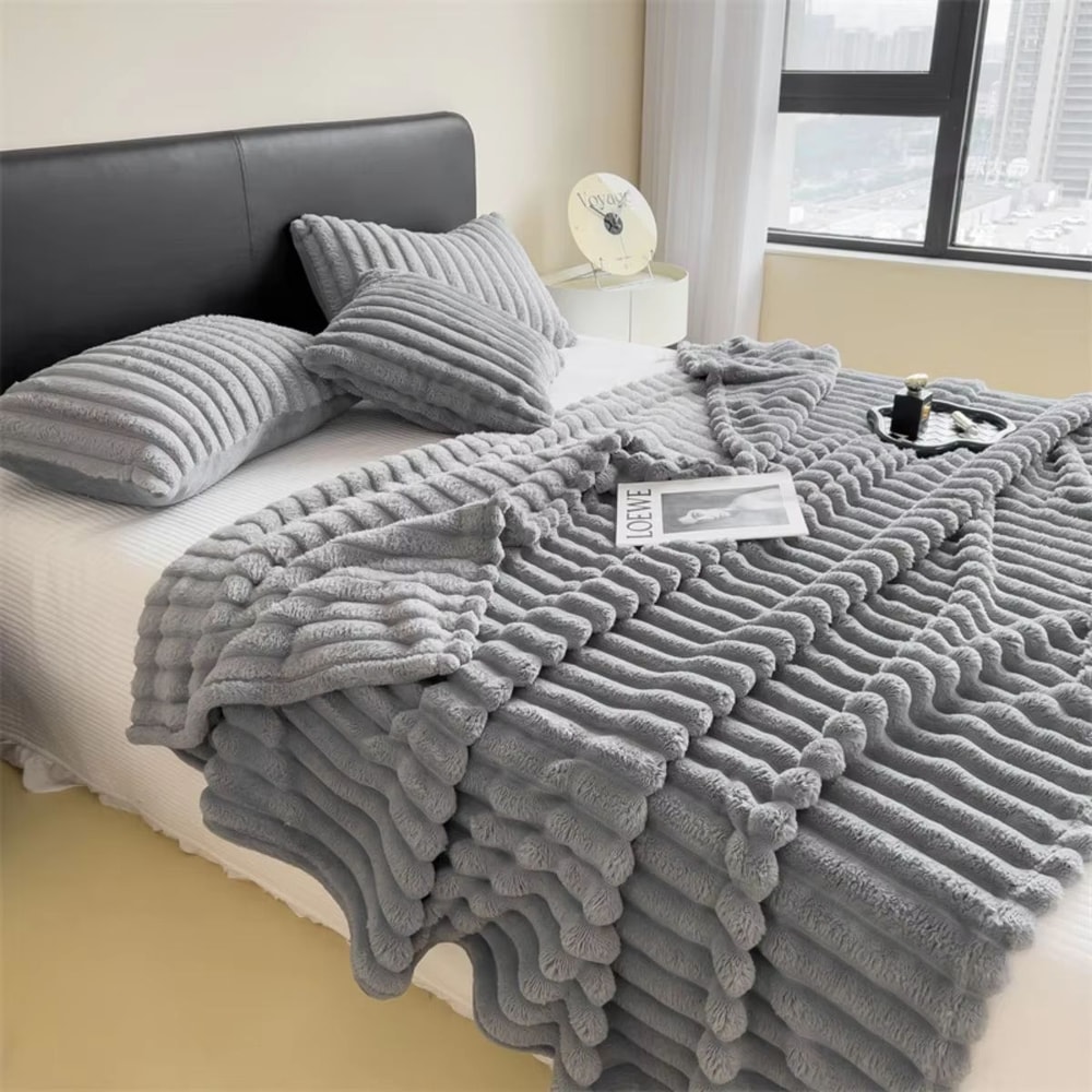 Multifunctional Thick Striped Blanket For Bed Cover Nap And Pet Use 16